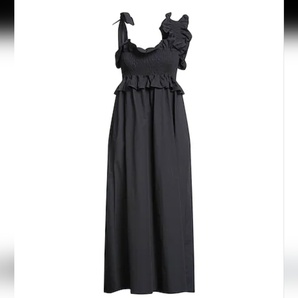 Alpha Studio Black Ruffle Midi‎ Dress